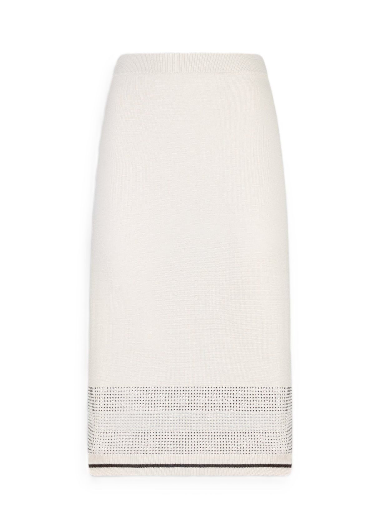 Liu Jo Strickrock – Weißer Strickrock mit Strass – Midirock aus Viskose-Mix