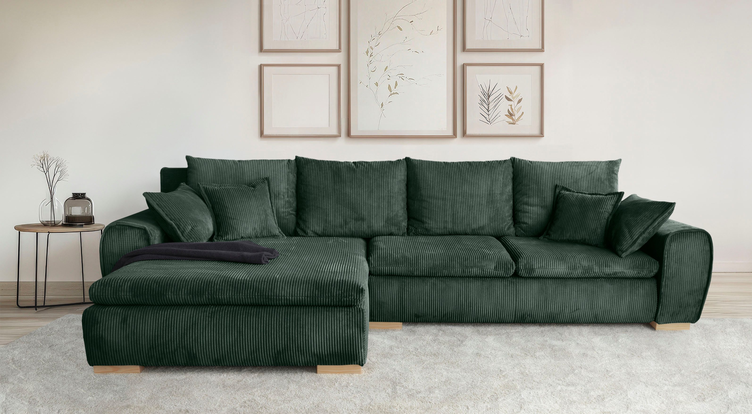 Home affaire Ecksofa Katja L-Form, B: 325 cm - OTTO. Verlässliche Qualität., mit Bettfunktion, Bettkasten & 4 Zierkissen