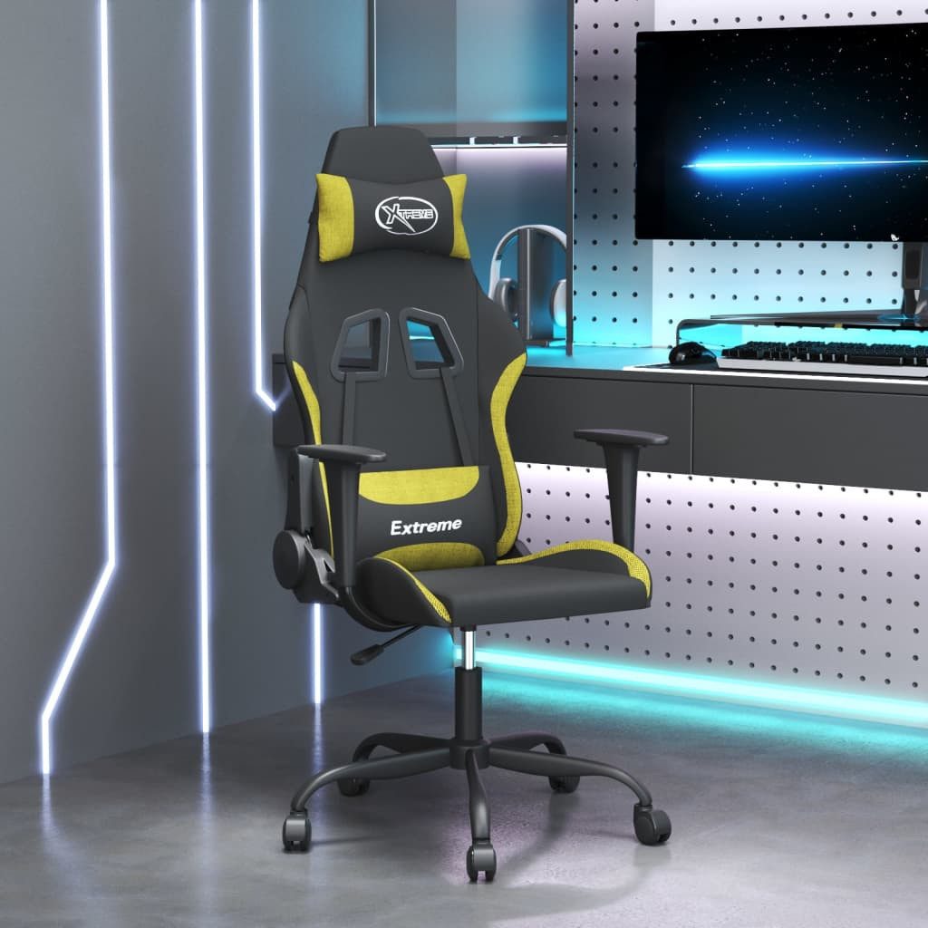 vidaXL Bürostuhl Gaming-Stuhl Drehbar Schwarz und Hellgrün Stoff Drehstuhl Arbeitsplat