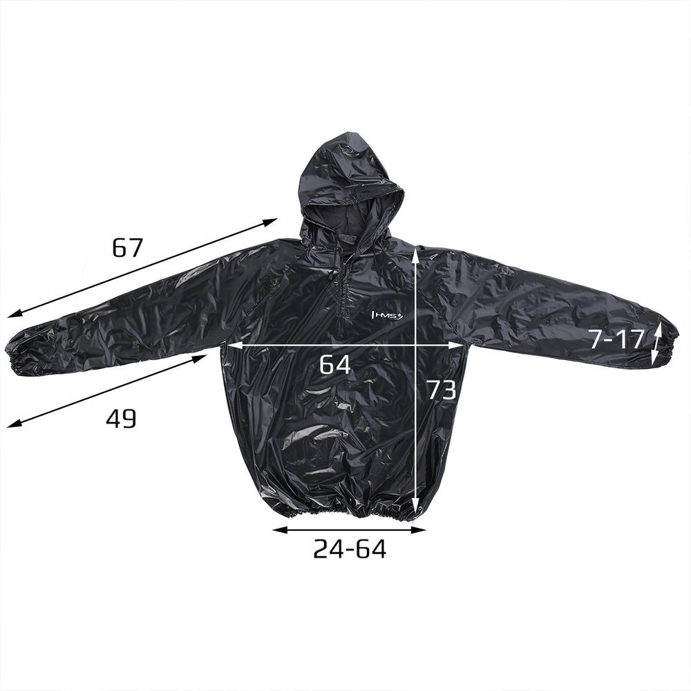 HMS Trainingsanzug Saunaanzug Schwitzanzug Fitnessanzug (Spar-Set, 2-tlg., 73 x 64 cm luftdicht), Kapuze, Reißverschluss, elastische Bündchen, luftdicht