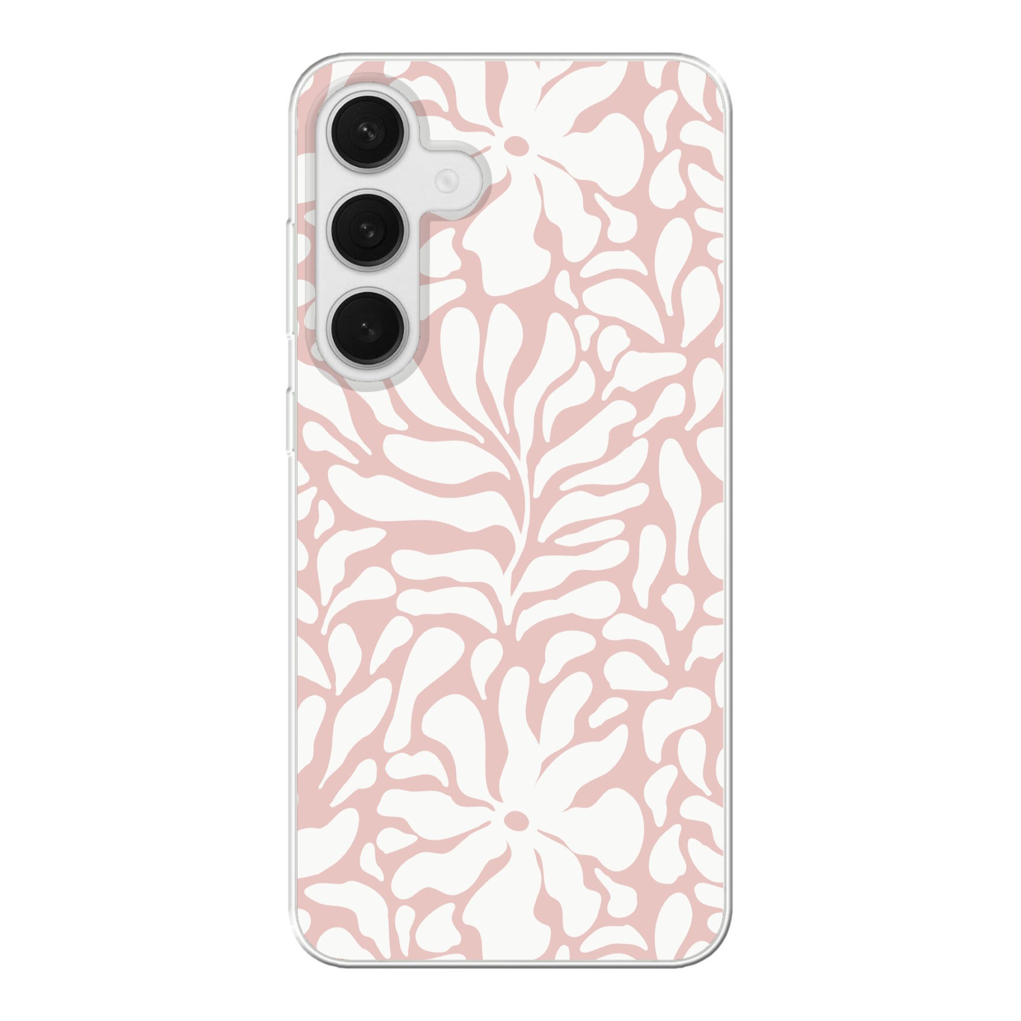 Handyhülle für Samsung Galaxy S25 Plus Blumen - Muster - Rosa - Weiß