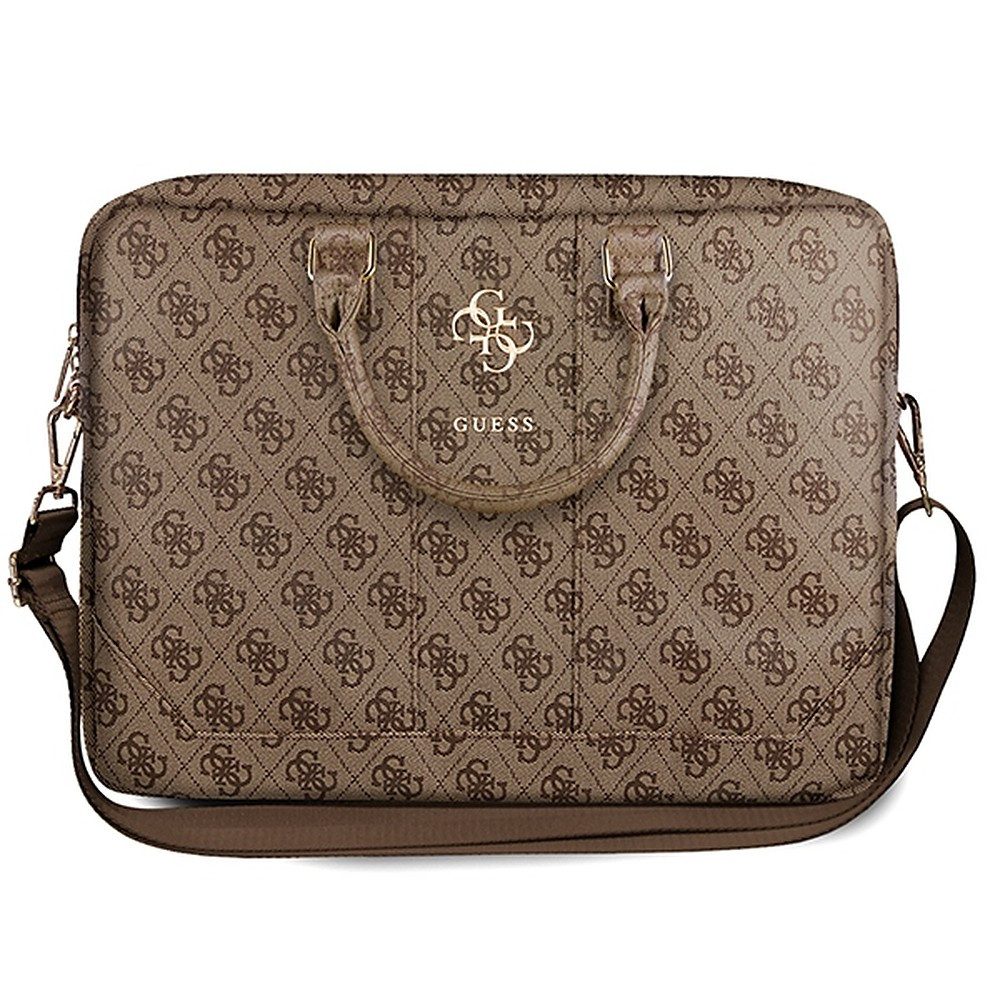 Guess Laptoptasche Businesstasche Aktentasche (Spar-Set, 1-tlg), Kofferriemen, Saffiano-Optik, goldfarbenes 4G-Logo
