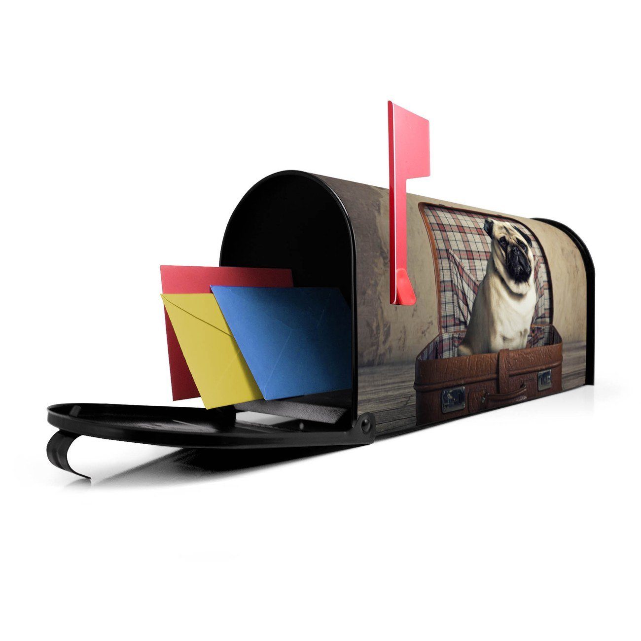banjado Amerikanischer aus 17 im USA), Briefkasten, original Koffer cm schwarz 22 x Mississippi Mailbox (Amerikanischer Mops 51 x Briefkasten