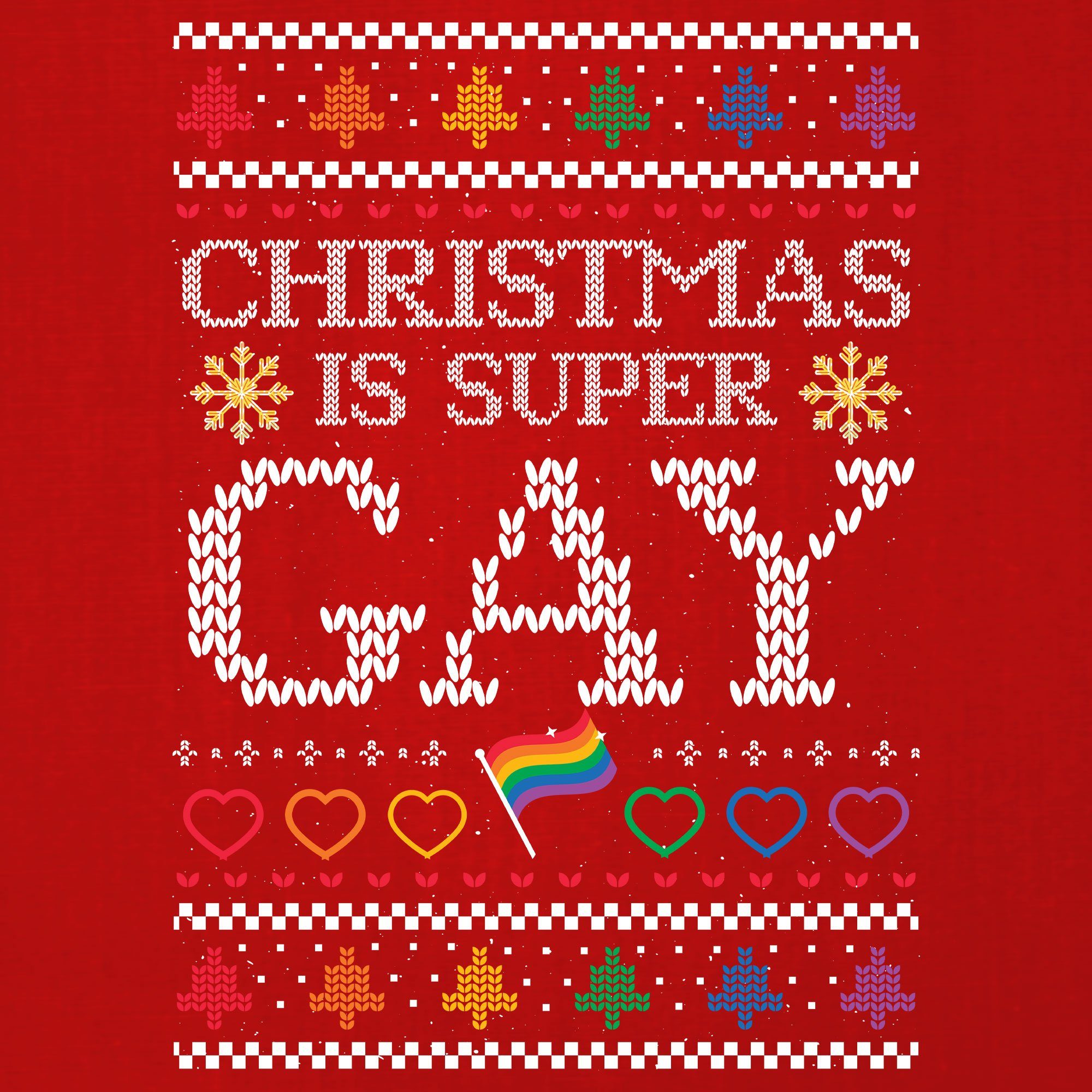 (1-tlg) X-mas Gay Quattro Weihnachten T-Shi Kurzarmshirt Rot Christmas Formatee LGBT - Herren Weihnachtsgeschenk