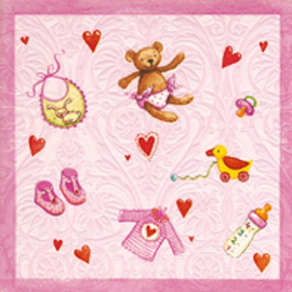 Paper+Design Papierserviette 16 LUNCH SERVIETTEN 33x33cm MOMENTS, geprägt. Baby rosa