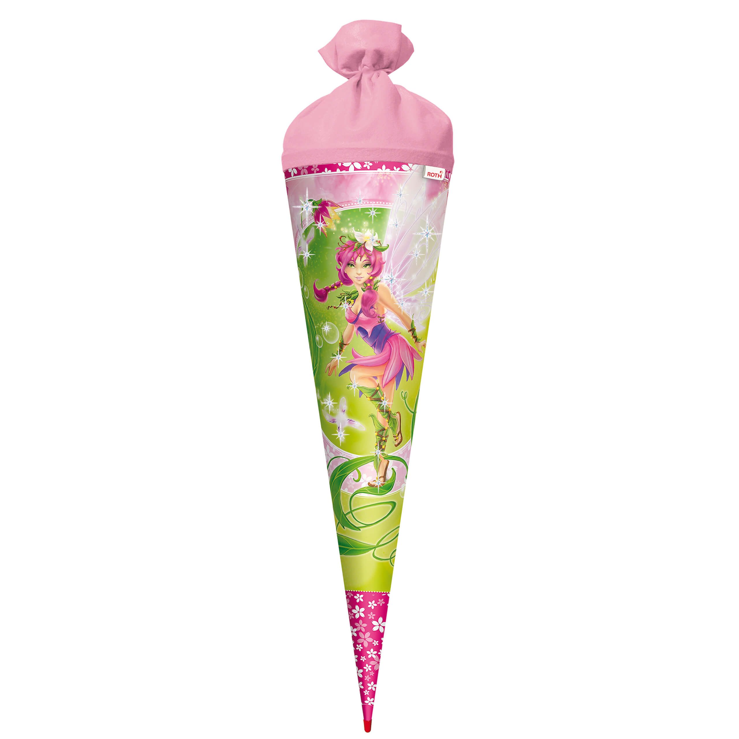Schultüte Roth Schultüte Traumelfe, 70cm, rund, Spitze, Filzversch., Glitter