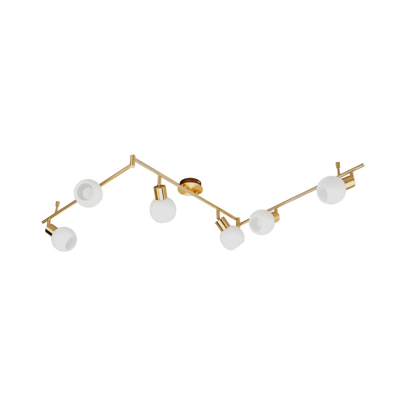Lindby Deckenleuchten Elaina, Metall, Gold / Messing IP20, 6 x 4 W LED günstig online kaufen