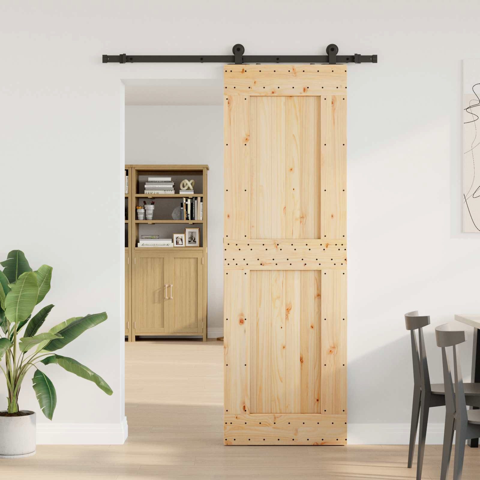 vidaXL Schiebetür Schiebetür NARVIK Natürlich und Schwarz 70 x 210 cm (152,5 cm) (1-St)