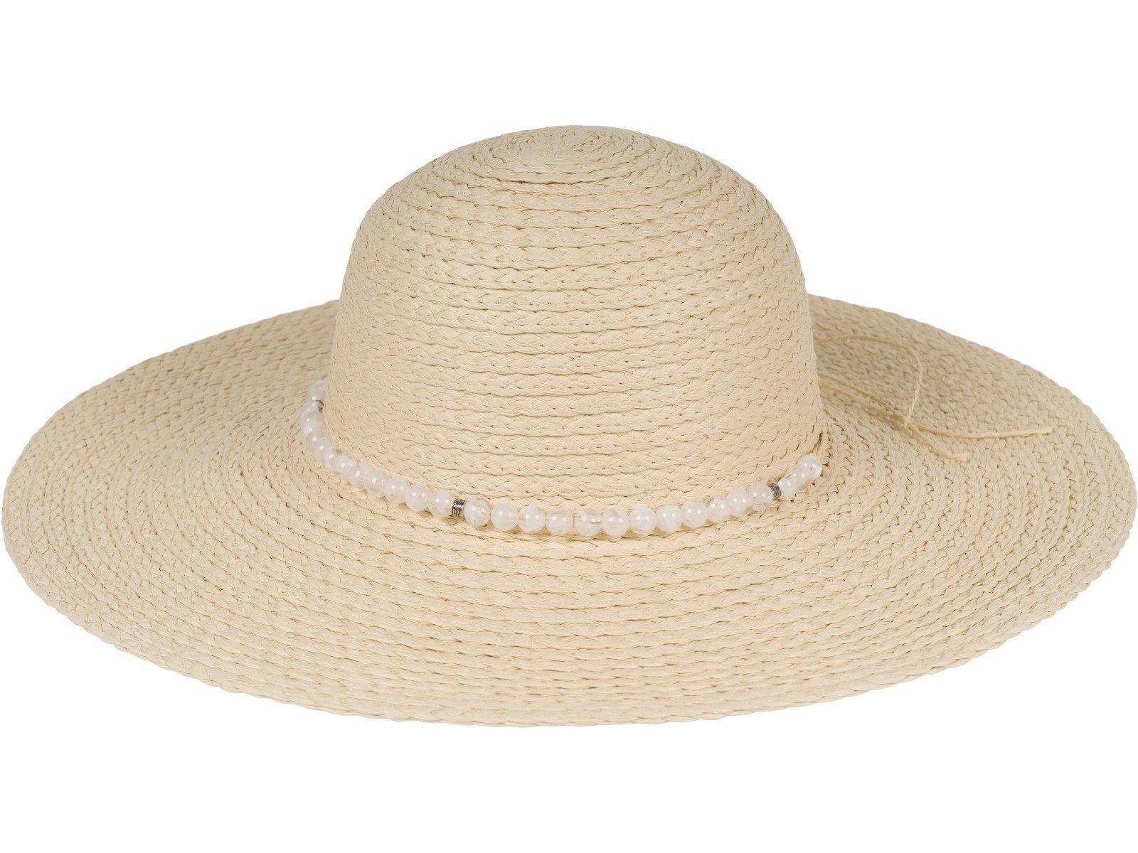 styleBREAKER Sonnenhut Papierstroh Sonnenhut Perlen Hutband (1-St)