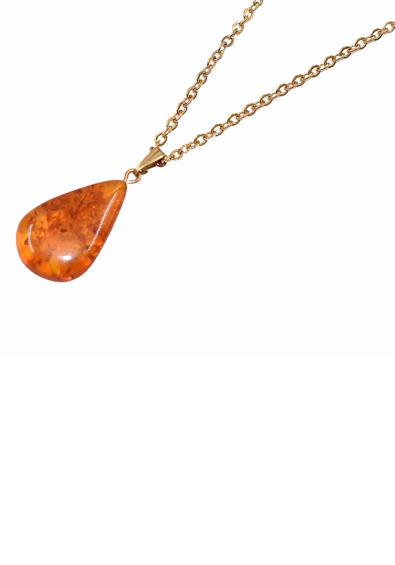 Firetti Kette mit Anhänger Schmuck Geschenk Tropfen, Made in Germany - mit Bernstein