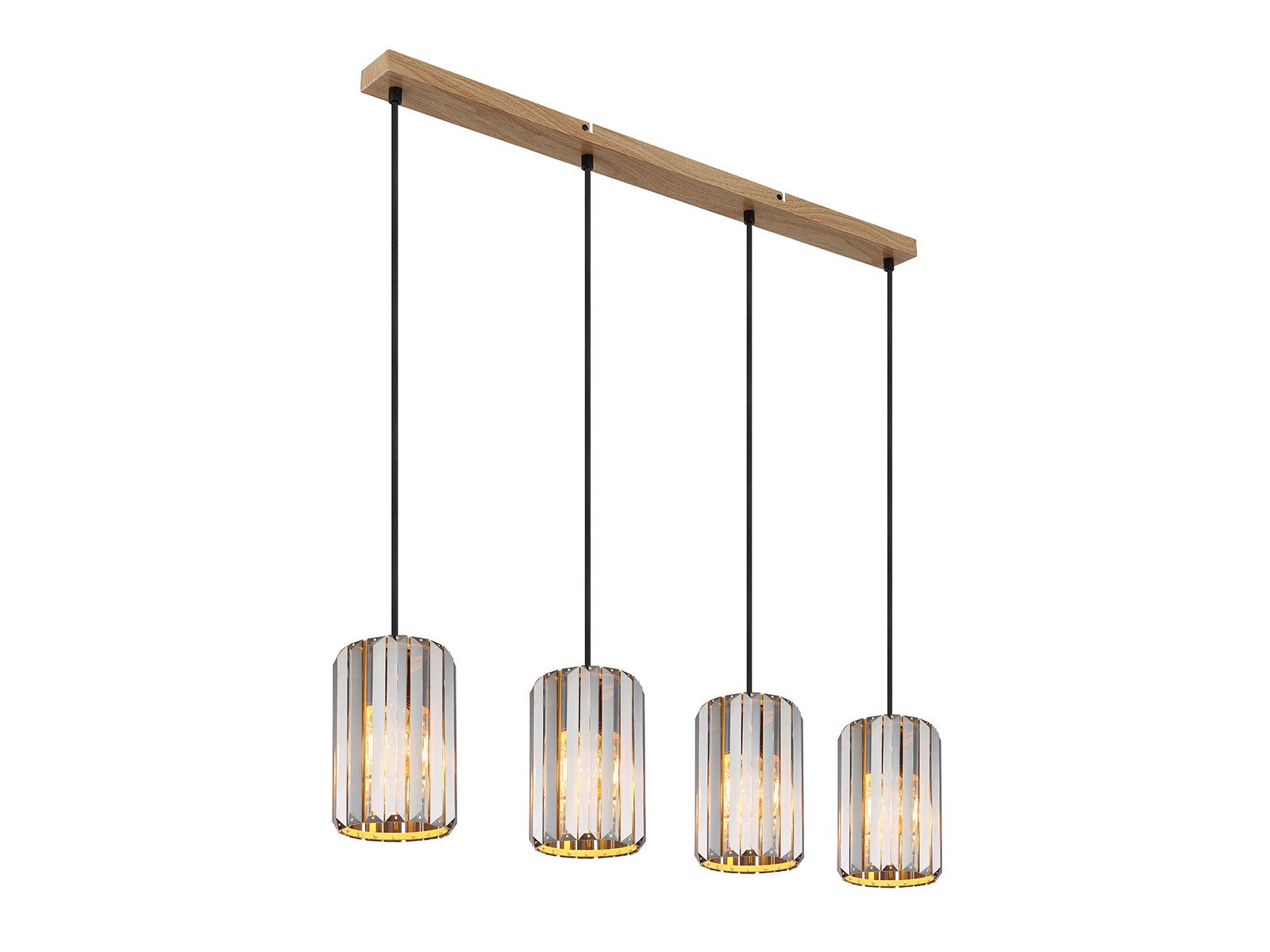 NOWA LED Pendelleuchte mit Rauchglas Kristall Breite 88cm, Dimmfunktion, LED wechselbar, Warmweiß, Hänge-Lampe mehrflammig über Esstisch hängend, inkl. Leuchtmittel