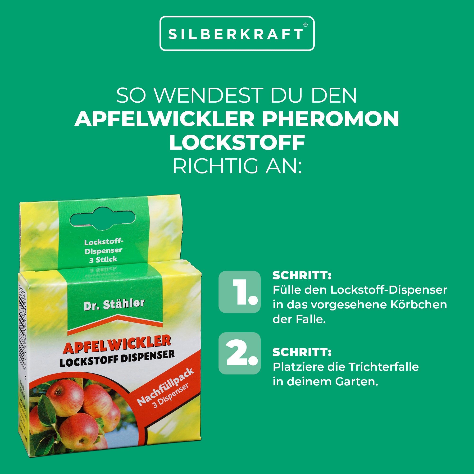 Thumbnail - Silberkraft Klebefalle Apfelwickler Pheromon-Lockstoff Nachfüllpack: Schutz für Obstbäume, Zur Nachrüstung vorhandener P...