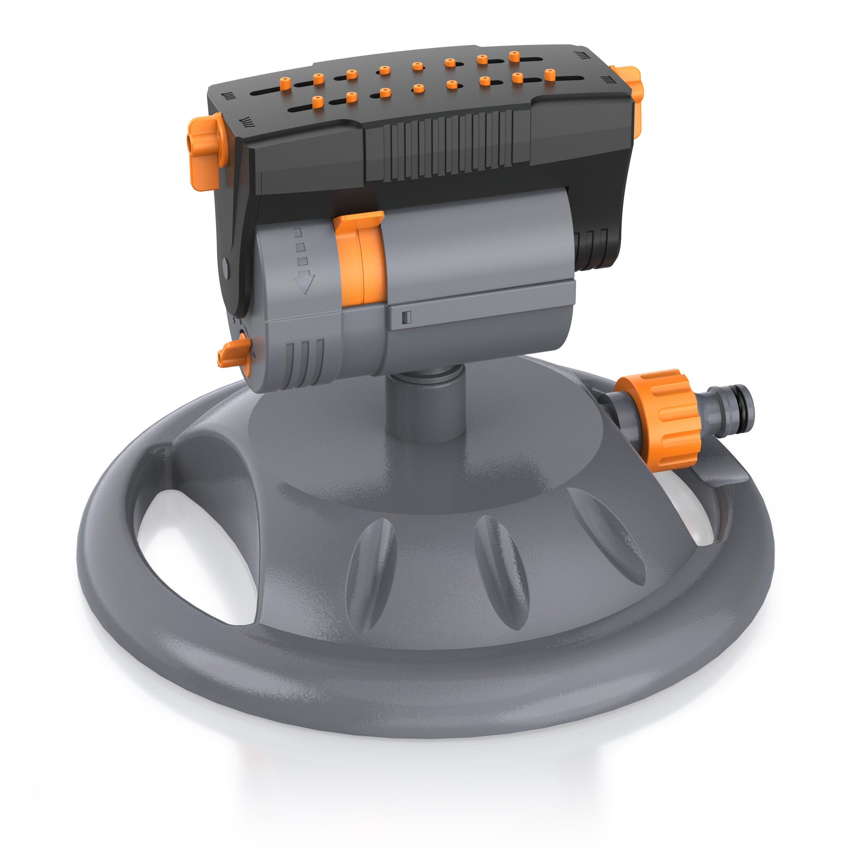 Brandson Viereckregner Garten Sprinkler, Rasensprenger rotierend, Oszillationsregner 150 m², für Flächen bis 150 m², (1-St., mit Schnellkupplungsadapter), 16 Düsen, Oszillation 30°–150°, Sprühmuster parallel bis gefächert