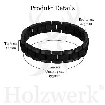 Holzwerk Edelstahlarmband BODENSEE Damen und Herren Holz Armband, Gliederarmband, schwarz