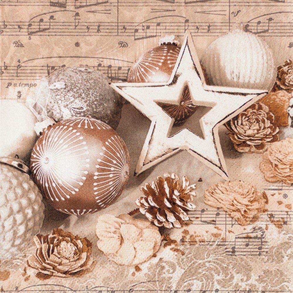 HOME FASHION Papierserviette 20 Servietten Festive - Festlicher Weihnachtsschmuck 33x33cm, (20 St)
