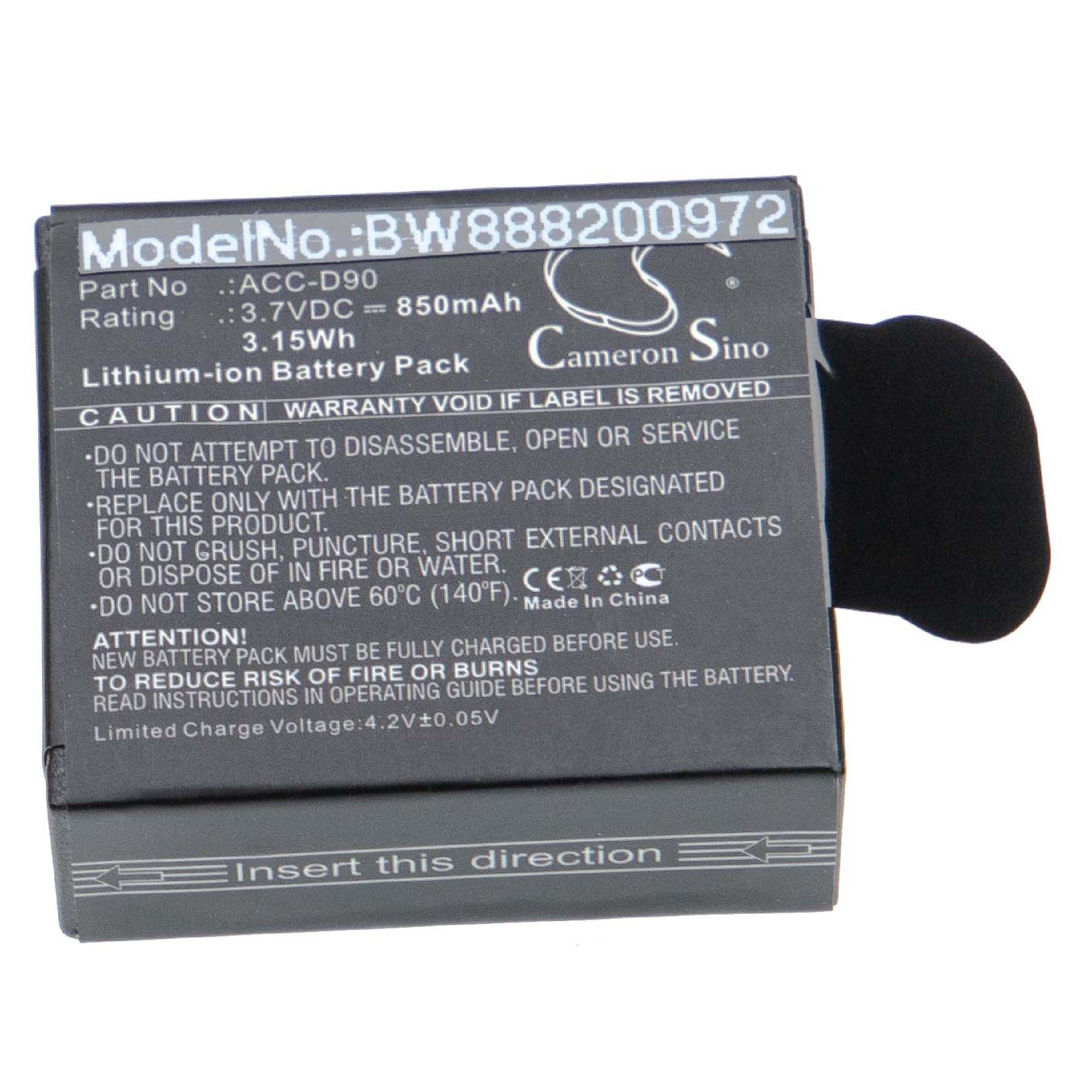vhbw kompatibel mit AEE D90, (3,7 LyfeTitan, S91B, Li-Ion S90, V) Kamera-Akku mAh LyfeS72 850 LyfeSilver