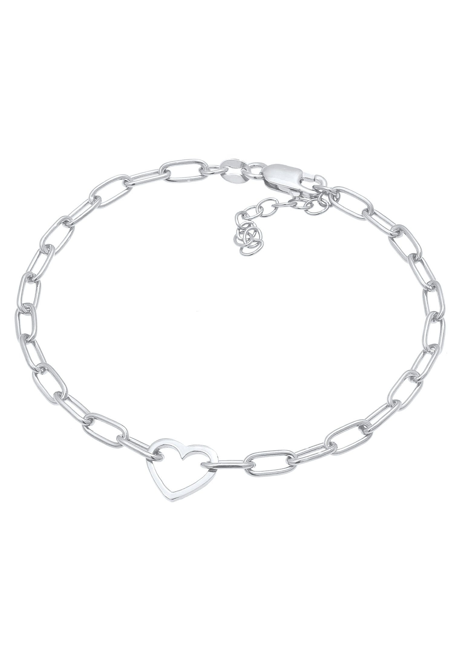 Trend Oval Armband Herz Silber, Glieder Herz Elli 925