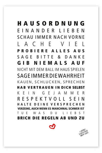 Posterlounge Poster Formart - Zeit für Schönes!, Hausordnung, Flur Illustration