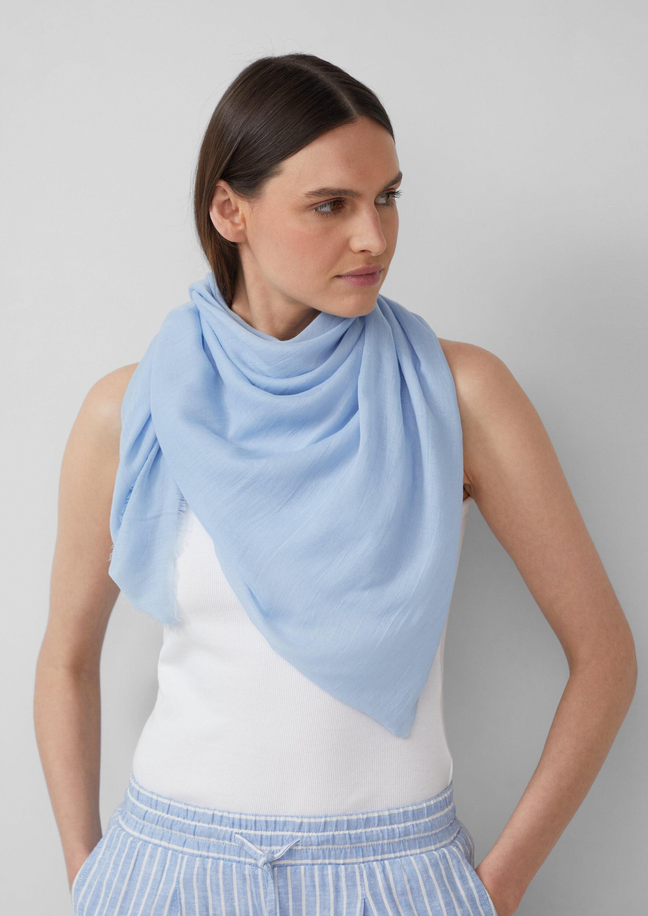 s.Oliver Schal Tuch, Leichter Schal aus Webware mit Fransen günstig online kaufen