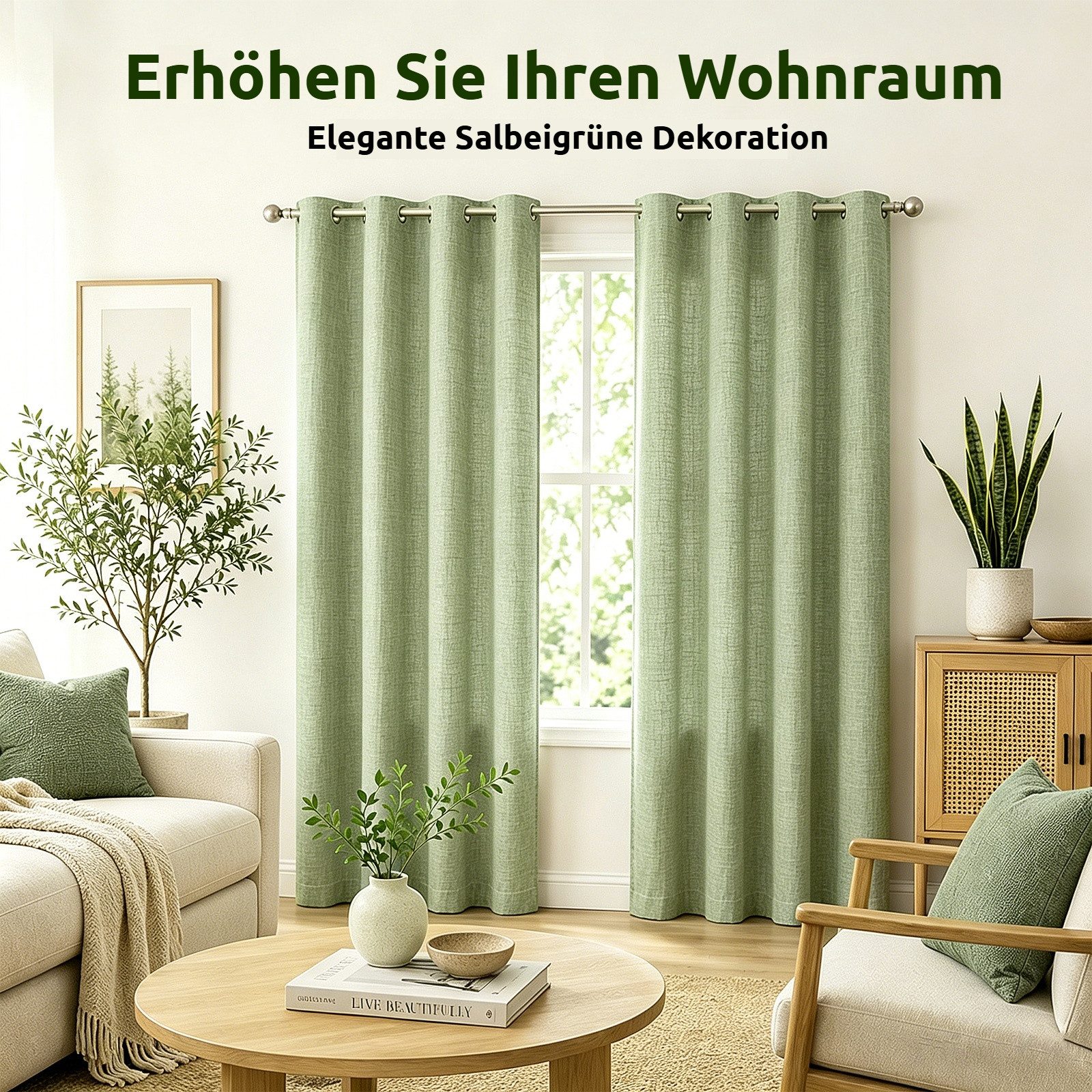 BlingBin Verdunkelungsvorhang 100 % verdunkelnde Ösengardinen 2‑er Set, Leinenoptik (2 St), verdunkelnd, blickdichte Thermovorhänge mit Wärmeschutz und Schallsc – Bild 5 von 5
