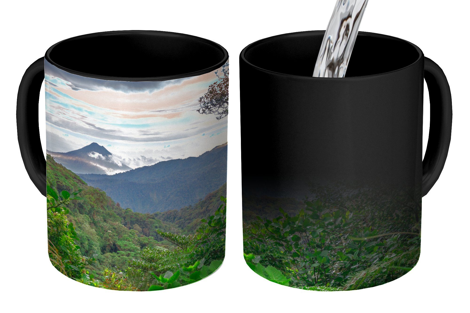 MuchoWow Tasse Dschungel - Keramik, Kinder, Kaffeetassen, Mädchen Geschenk - Jungen - - Farbwechsel, Berge Teetasse, Costa - Rica Zaubertasse