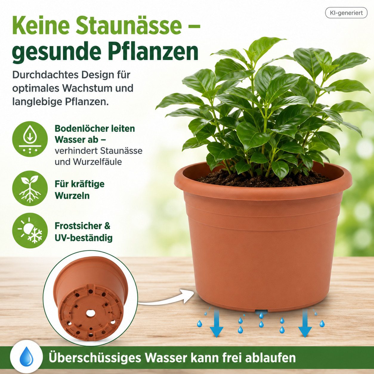 Testrut Blumentopf Pflanzkübel Terrakotta rund aus Kunststoff für draußen – Bild 5 von 5