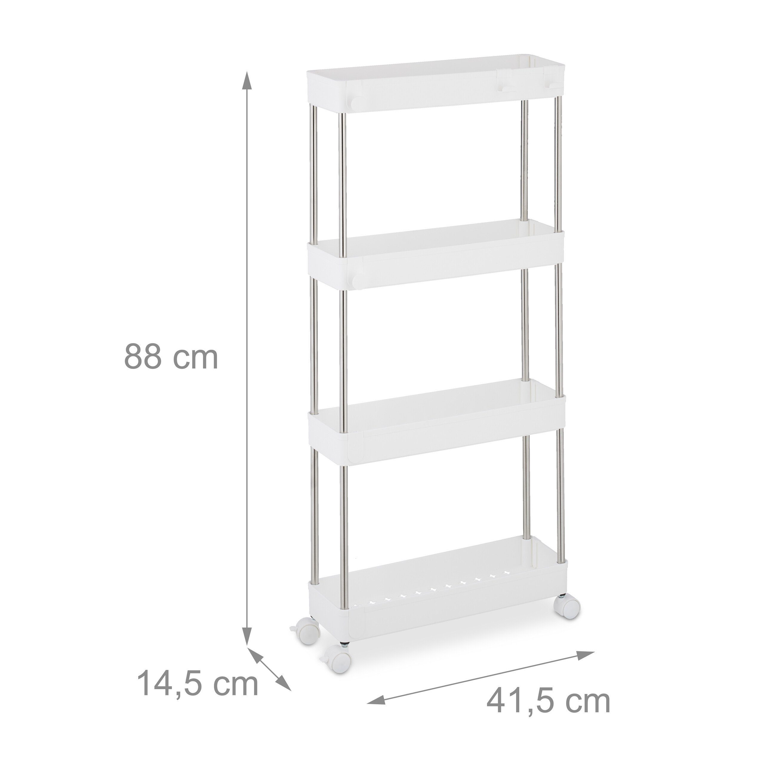 relaxdays Rollwagen Weißer Nischenwagen mit 4 Ebenen