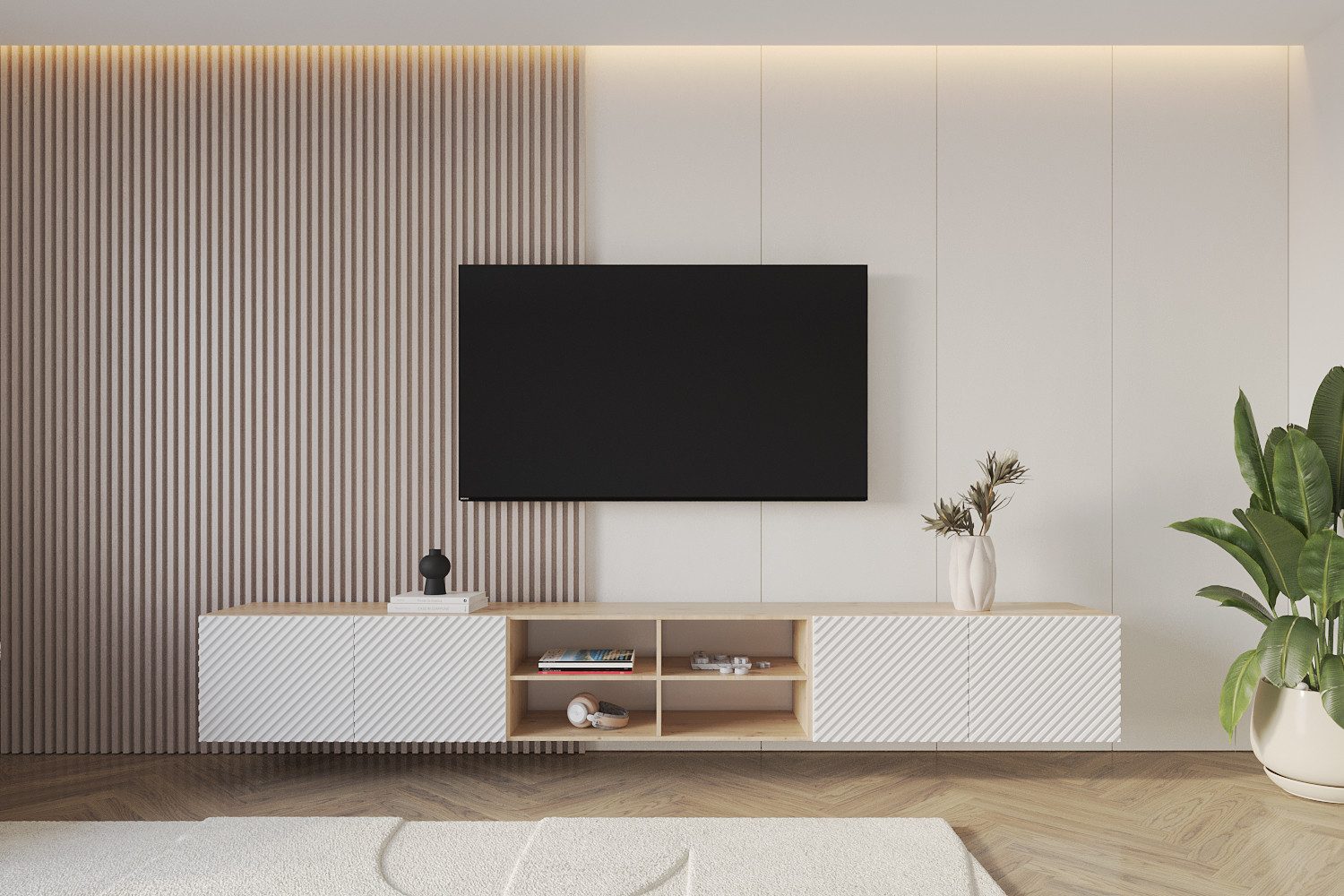 ALTDECOR Lowboard ZENO (3 St., TV-Schrank, TV Möbel, TV Cabinet, Fernsehtisch hängend 3x100cm), Fernseher schrank, TV Kommode, TV Tisch, TV Sideboard, TV Boar