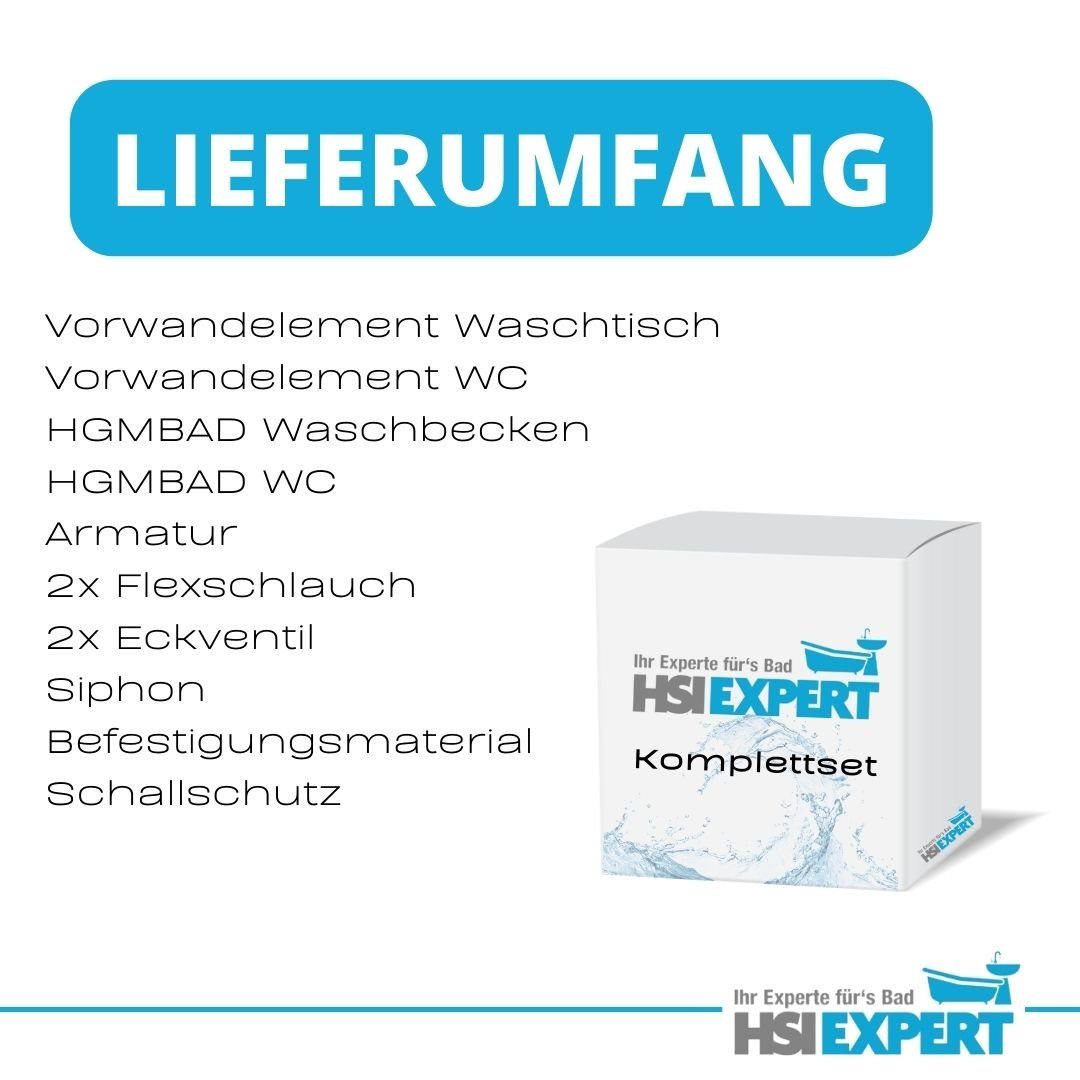 GEBERIT WC-Komplettset Geberit Spülkasten WC Vorwandelement Waschbecken 60 cm Armatur Bad Set, Wandmontage, (Komplett-Set 11-St. inklusive aller Montagematerialien), Komplett-Set fürs Badezimmer