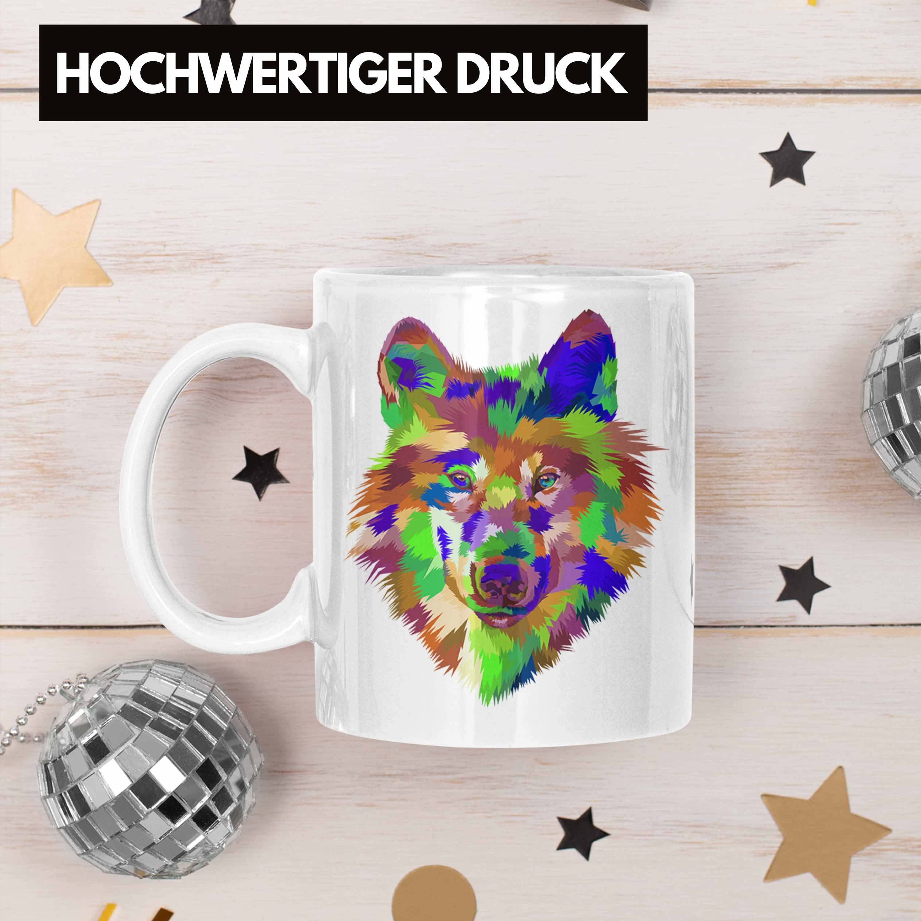 Tasse Trendation Wölfe Geschenk Trendation Bunt Liebhaber Weiss Wolf Poiygon Grafiken Tasse Grafik -