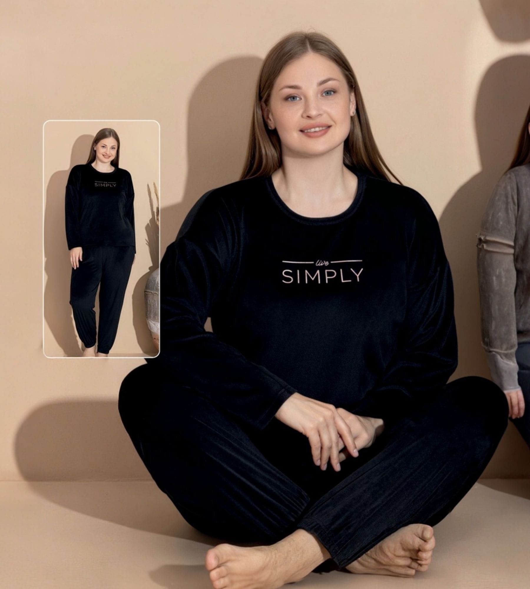 fashionshowcase Schlafanzug Damen Hausanzug aus Samt - Pyjama Set für Herbs günstig online kaufen