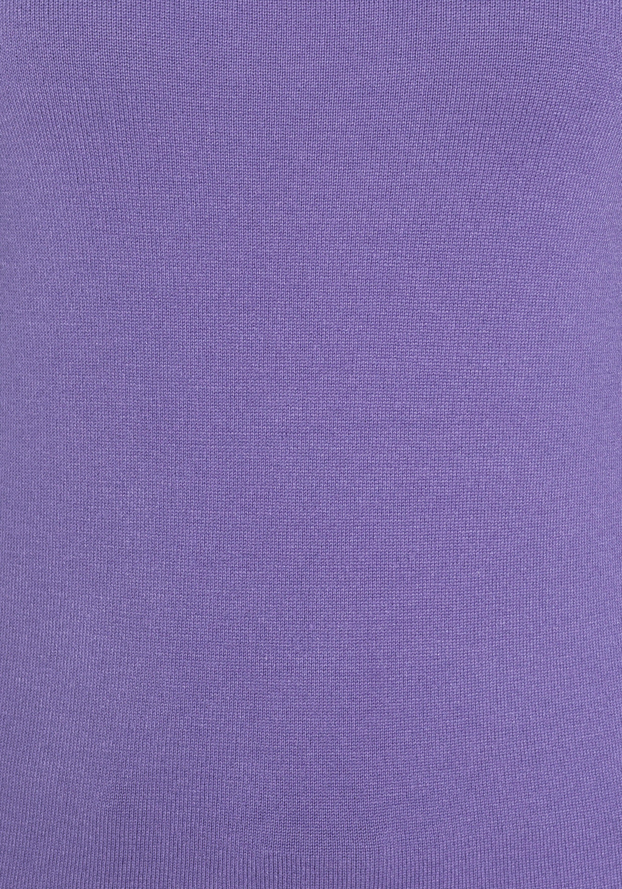 Rundhalspullover am TAILOR kontrastfarbenen und lila mit Details Knopfleiste Ärmelbündchen Team Polo TOM
