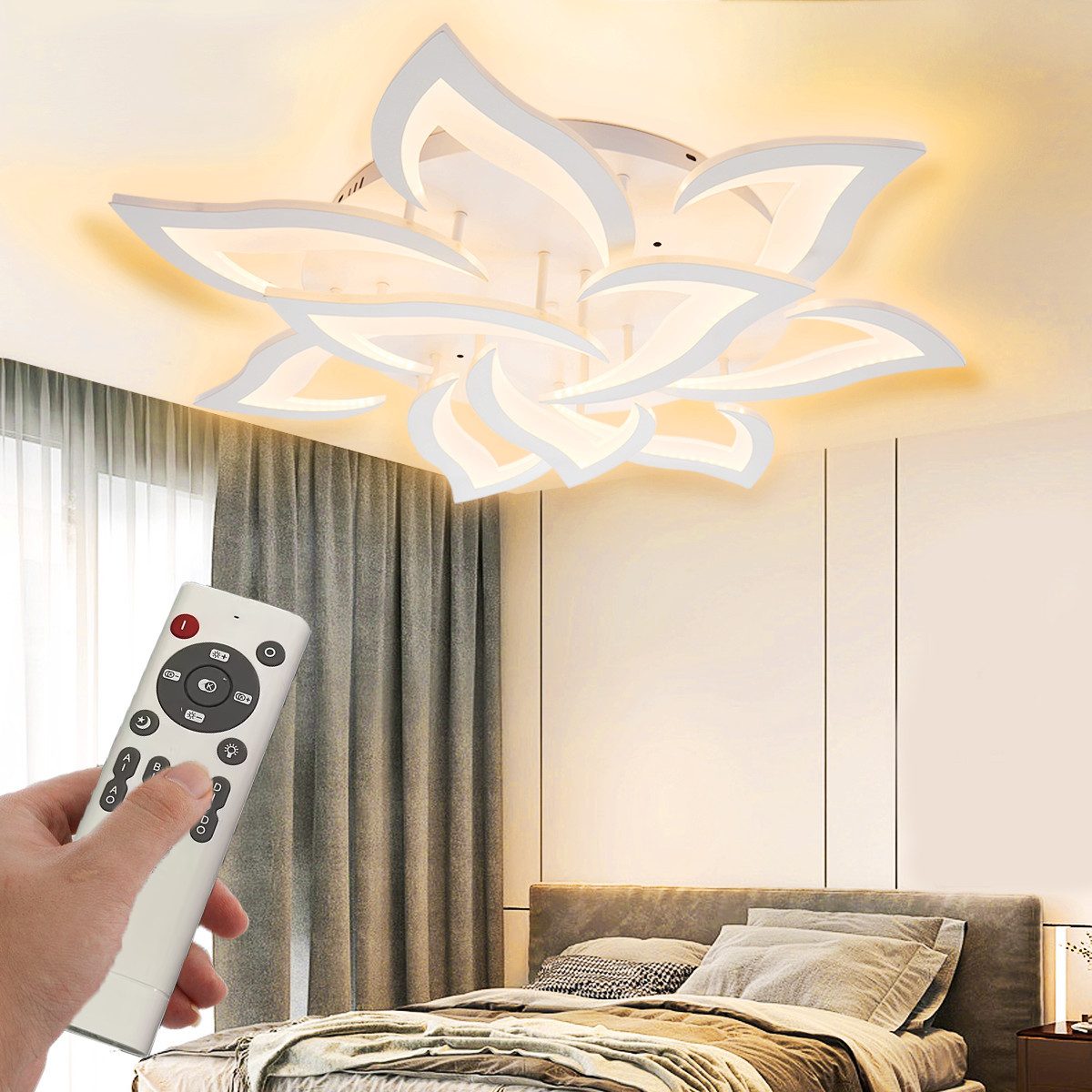 oyajia Deckenleuchte 72W Blumenförmiges LED Deckenleuchte Dimmbar, 10 Köpfe Deckenlampe, LED fest integriert, Warmweiß, Naturweiß, Kaltweiß, Wohnzimmer LED Deckenlampe, Deckenleuchte Esstisch Schlafzimmerlampe