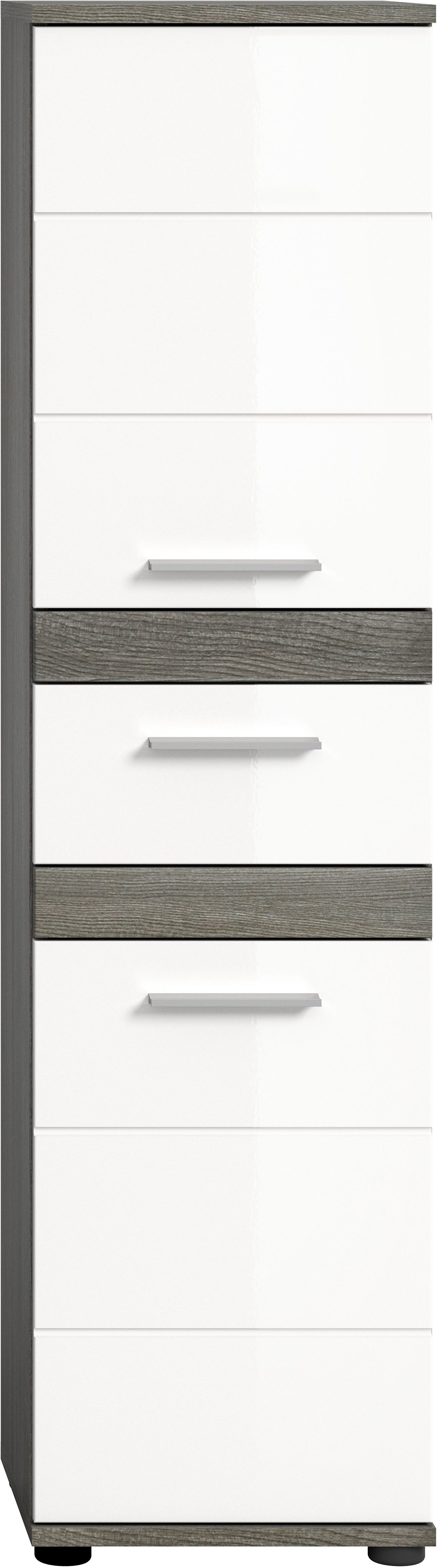 welltime Hochschrank LUCCA, Höhe 137 cm, 2 Türen, 1 Schubkasten, 2 Fachböden, Badschrank, Bad-Möbel, Badezimmer