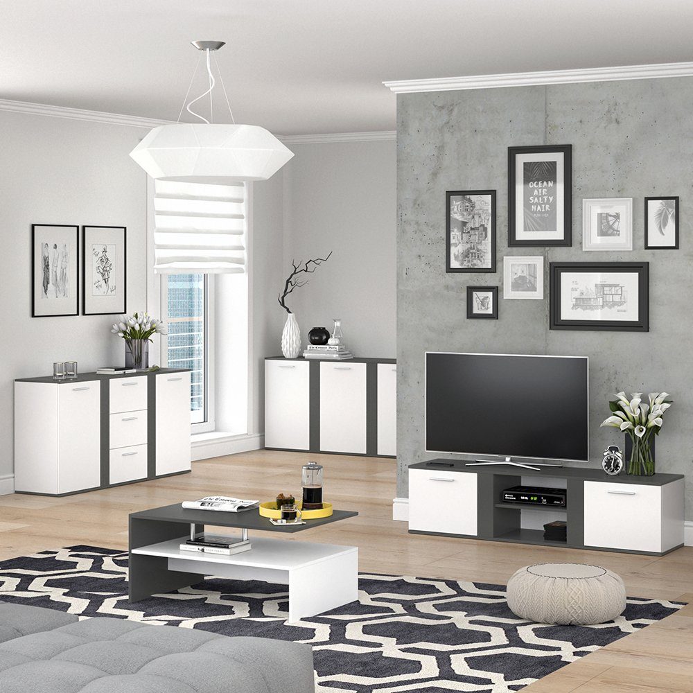 Vicco Lowboard Novelli, Weiß/Anthrazit, 40 x 41 cm (1 St)