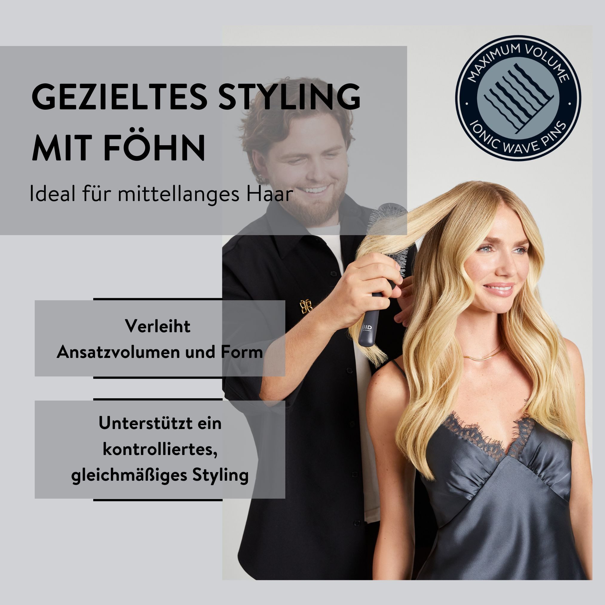 PARSA Beauty Haarbürste Hair ID Control & Volume Rundb?rste 45 mm, XXL-Volumen & Keramik-Glanz