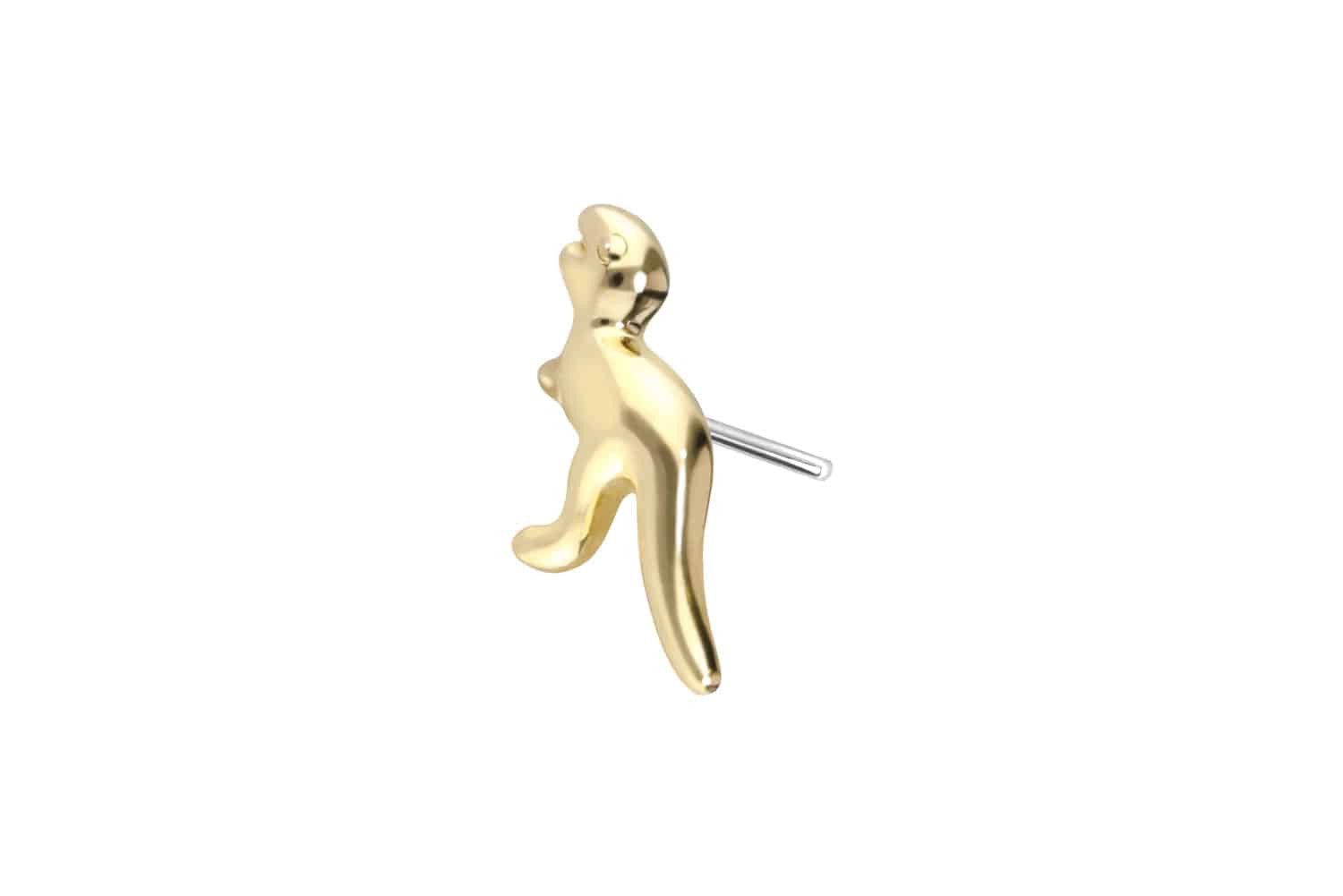 Piercing-Set 14 Karat Gold Aufsatz mit Titan Push Pin DINOSAURIER