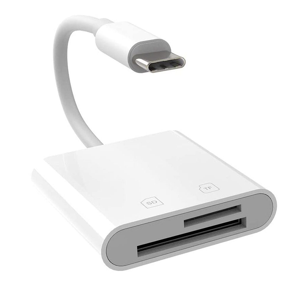 Bolwins Speicherkartenleser I56 2in1 USB-C SD TF Kartenleser Kabel Adapter f iPad Pro Mac Android