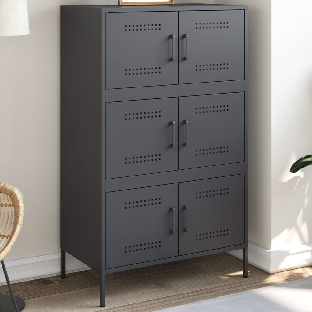 vidaXL Highboard Highboard Anthrazit 68x39x113 cm Stahl (1 St)