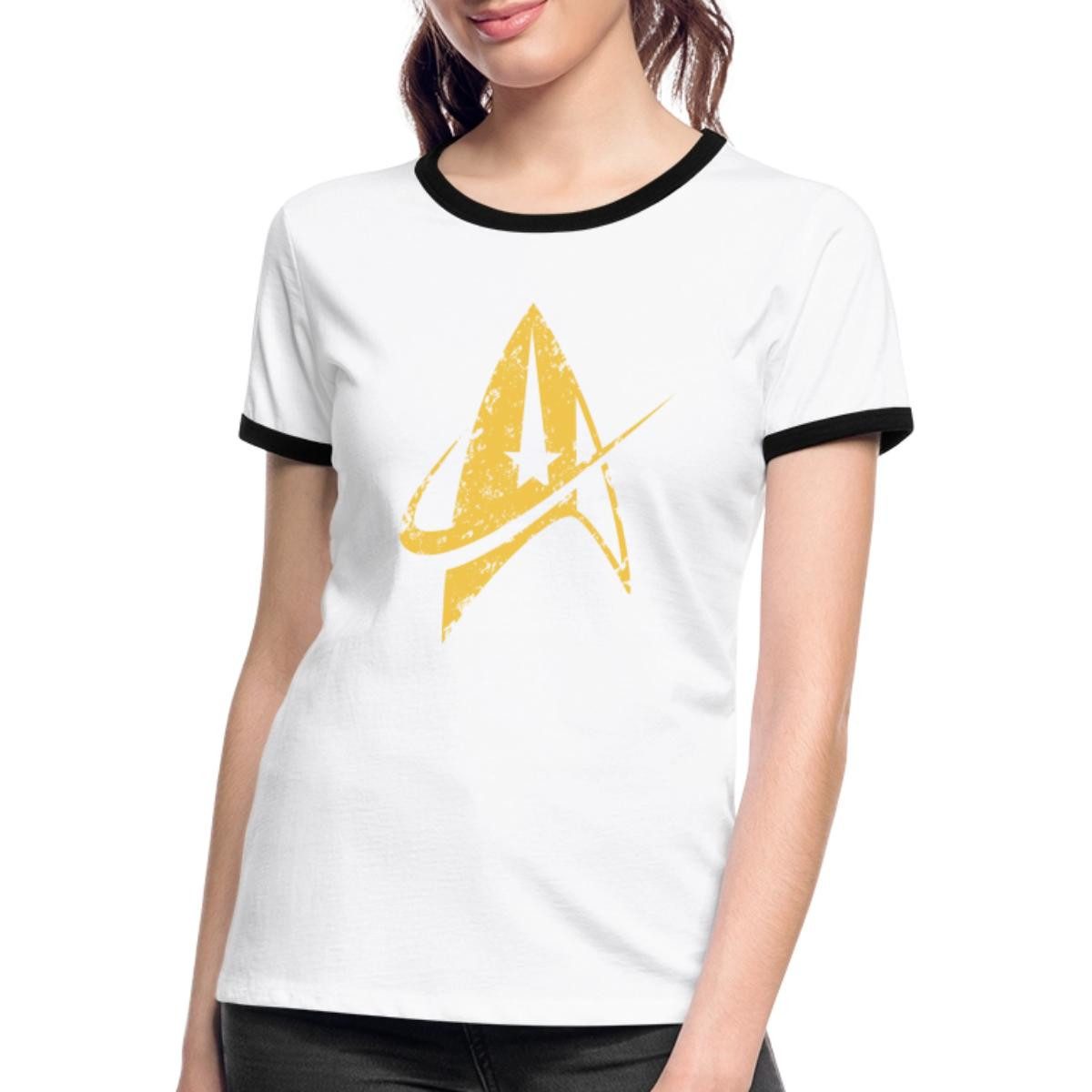 T-Shirt Star Trek Discovery Delta Abzeichen Gold Frauen Kontrast T-Shirt