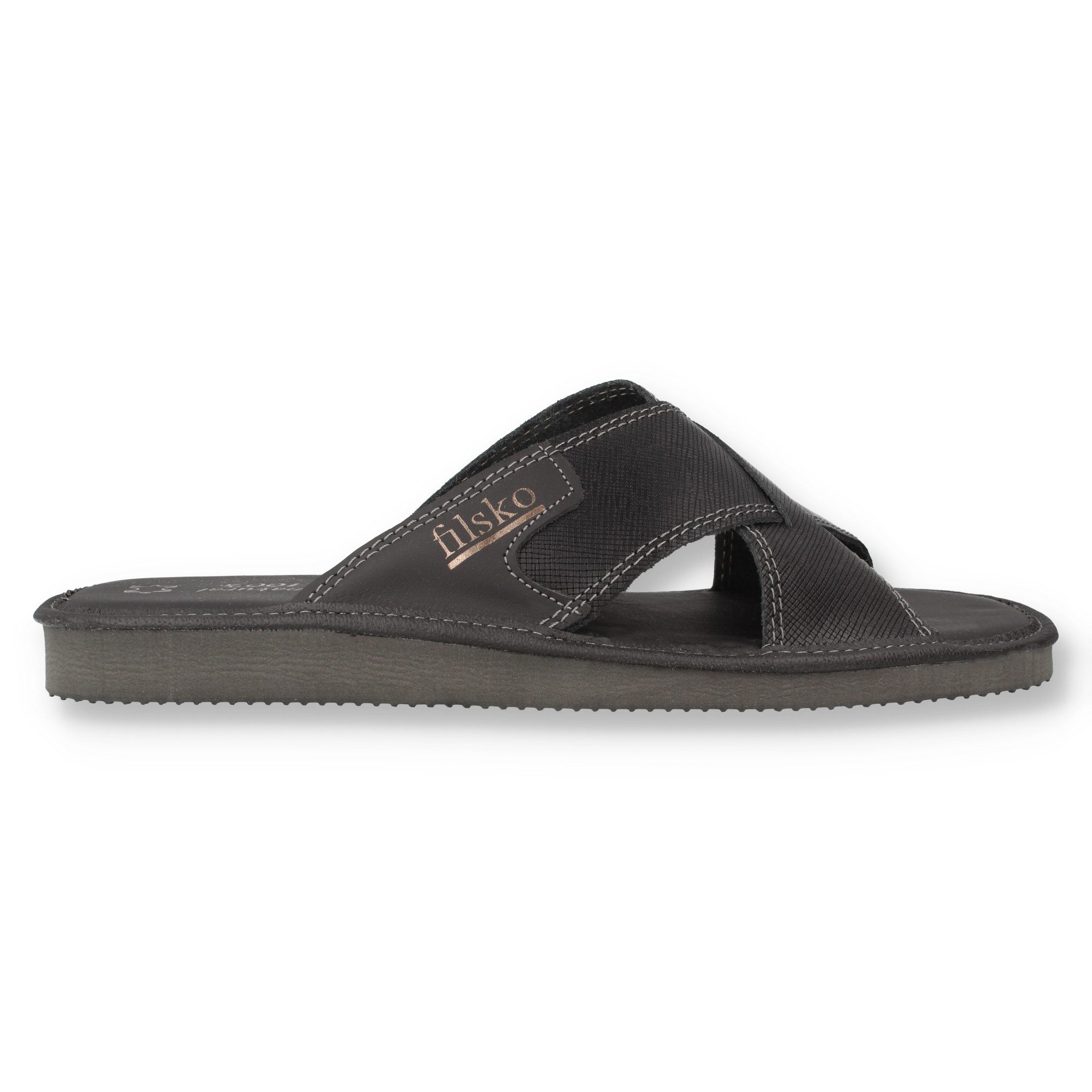 filsko Filsum Herren Leder Pantolette Überkreuz-Design, Echtleder, offene Slipper