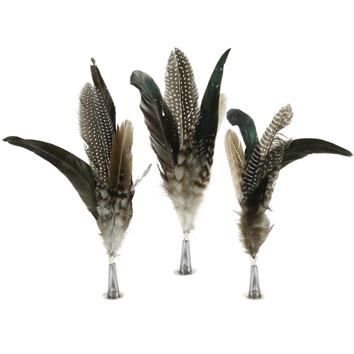 Viana Osterfigur Frühlingsdeko Federbusch 25cm Echte Federn Metallfeder 5er Set, 5 Stü