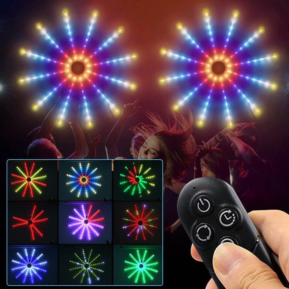 Rosnek LED-Lichterkette LED Feuerwerk Lichterkette,18 Drahtlose RF-Fernbedienung Weihnachtsdeko, Modi,RGB
