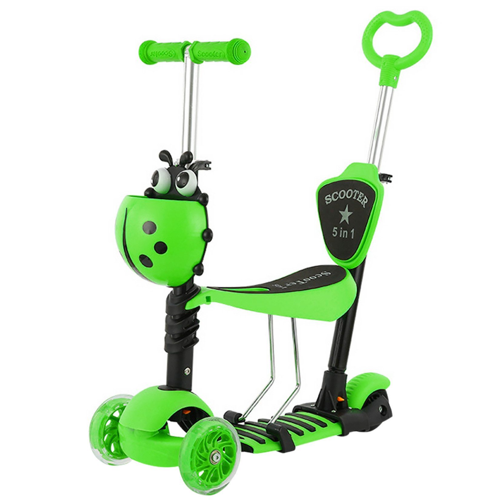 OUNUO Dreiradscooter Kinderroller LED ab 2 Jahren–3 Räder,höhenverstellbar,rutschfest