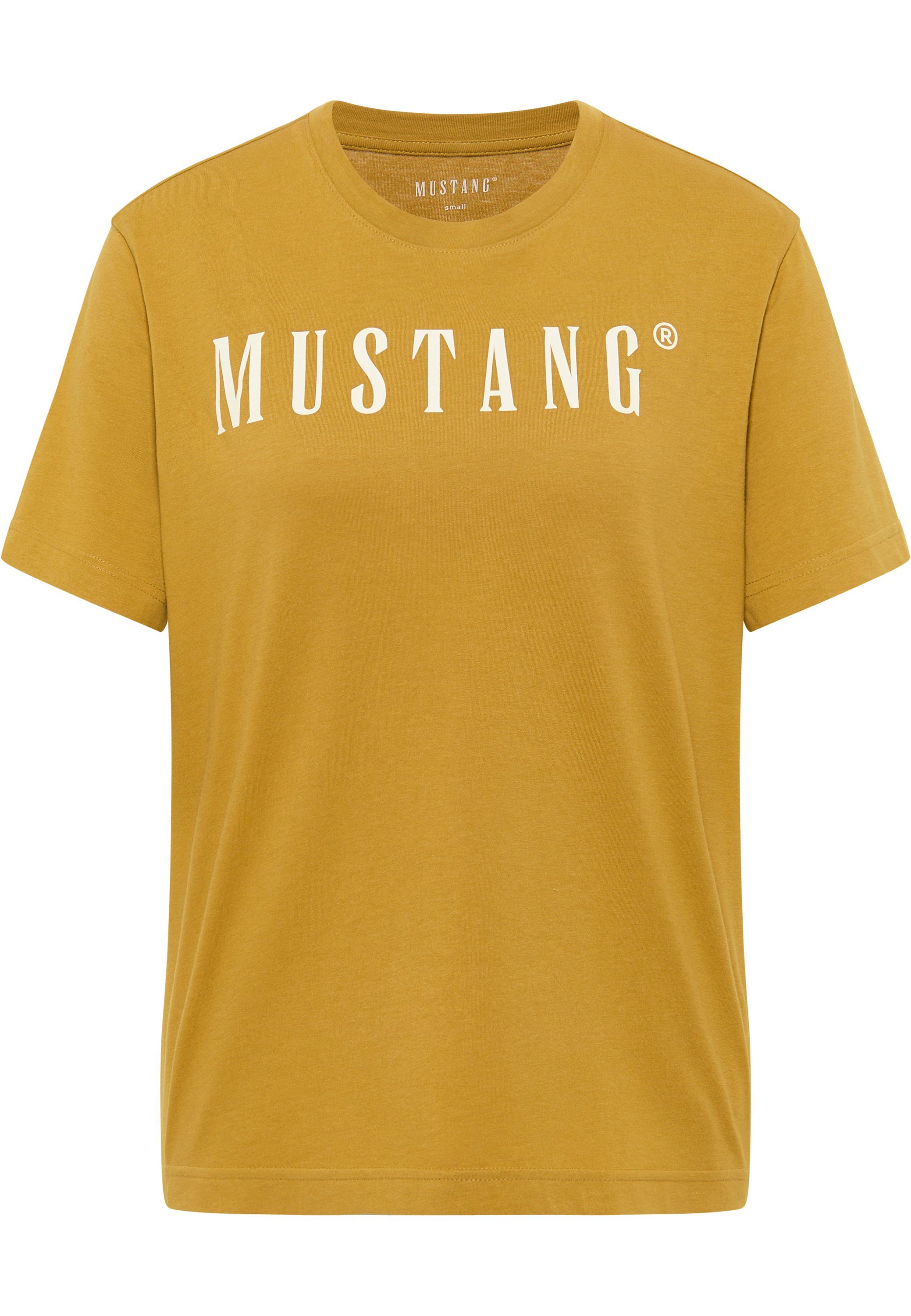 MUSTANG Kurzarmshirt Mustang T-Shirt T-Shirt curry