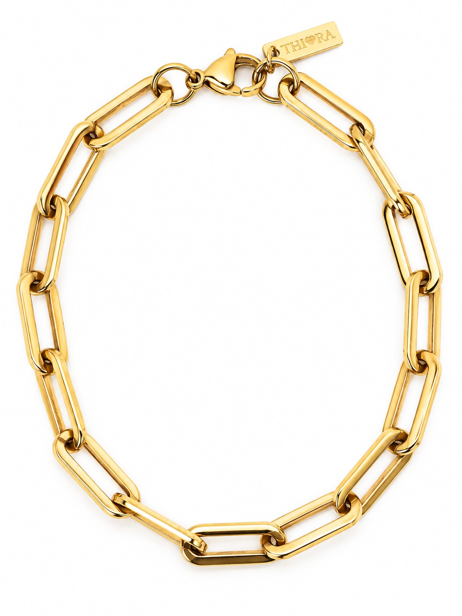 THIORA Gliederarmband Island Links Damen Armband – Verstellbare Gliederkette vergoldet (Einzelartikel, Einzelschmuckstück – Armband), Verstellbar, Wasserfest, Allergikerfreundlich, Hautfreundlich