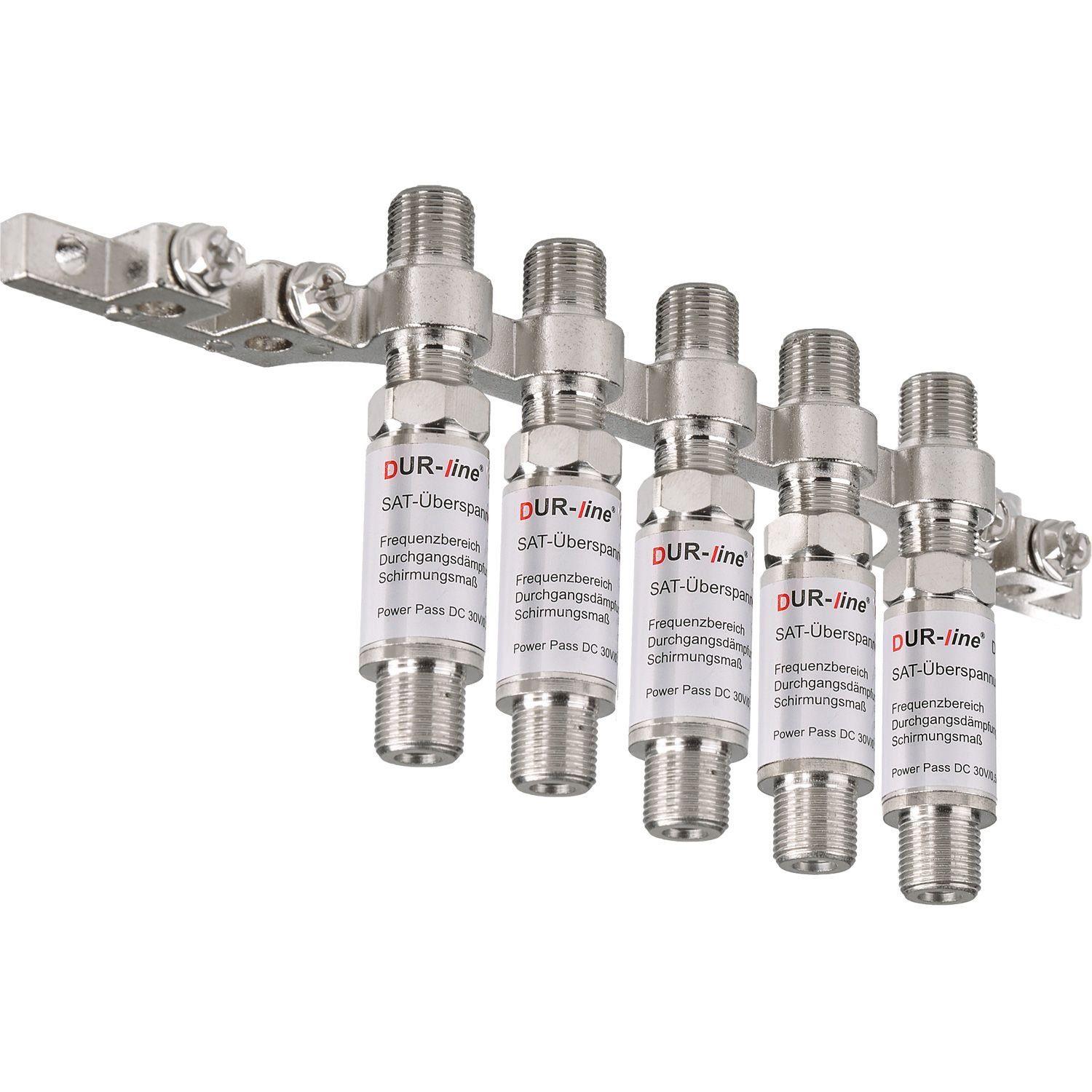 DUR-line DUR-line DEB5 Erdungsblock-Set - Erdungsblock 5fach + 5x Überspannungs SAT-Kabel