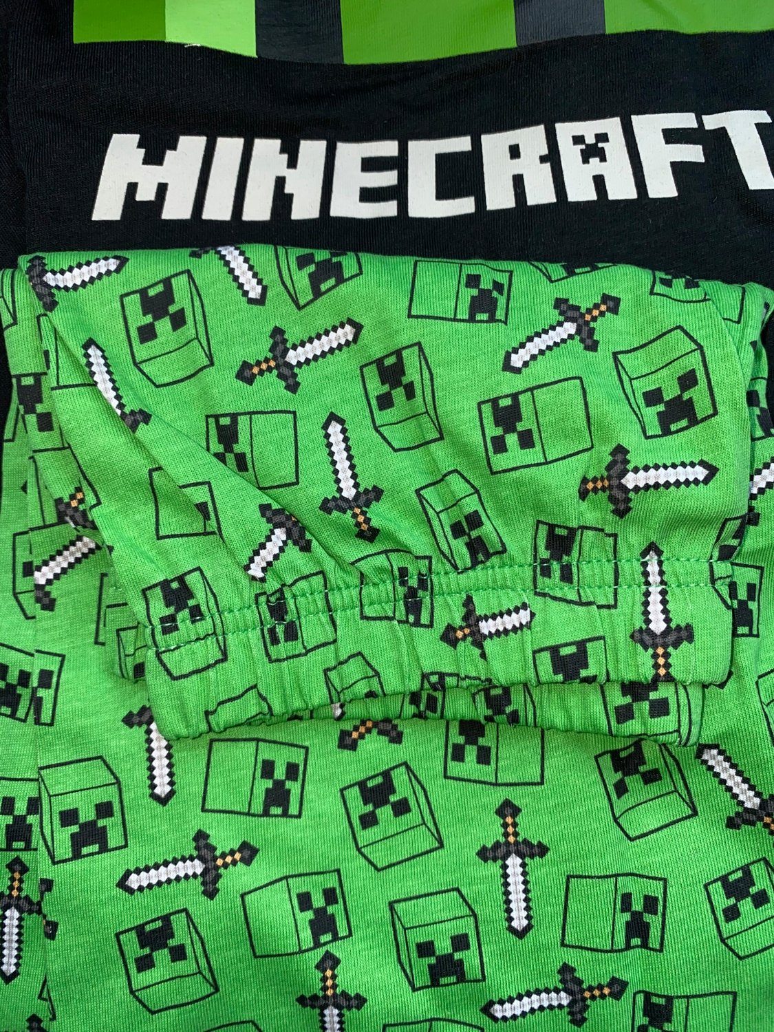 Wäsche/Bademode Nachtwäsche Minecraft Pyjama MINECRAFT Pyjama Shorts Schlafanzug Jungen und Mädchen schwarz - grün Gr. 116 128 1