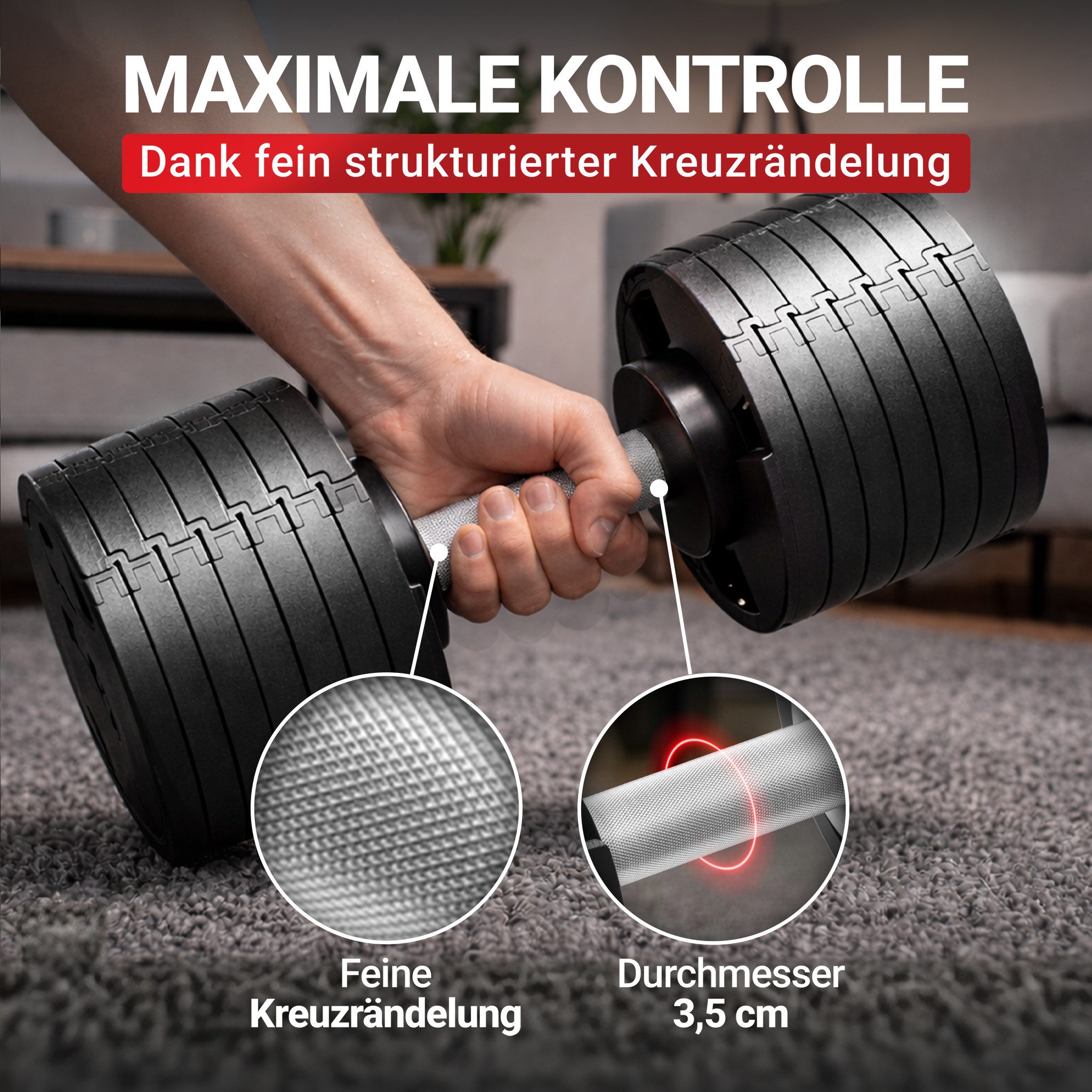 Miweba Sports Kurzhantel Fitness Stahl Hantel Set VH200 inkl. Gestell, (schneller Gewichtswechsel - rutschfest - platzsparend - Krafttraining - Muskelaufbau - Sport - Workout - Training, Hantelstange mit kreuzgerändeltem Profil, cleveres Verschlusssystem), 9-in-1 verstellbare Fitness Hantel - einstellbare Gewichte bis 28 kg