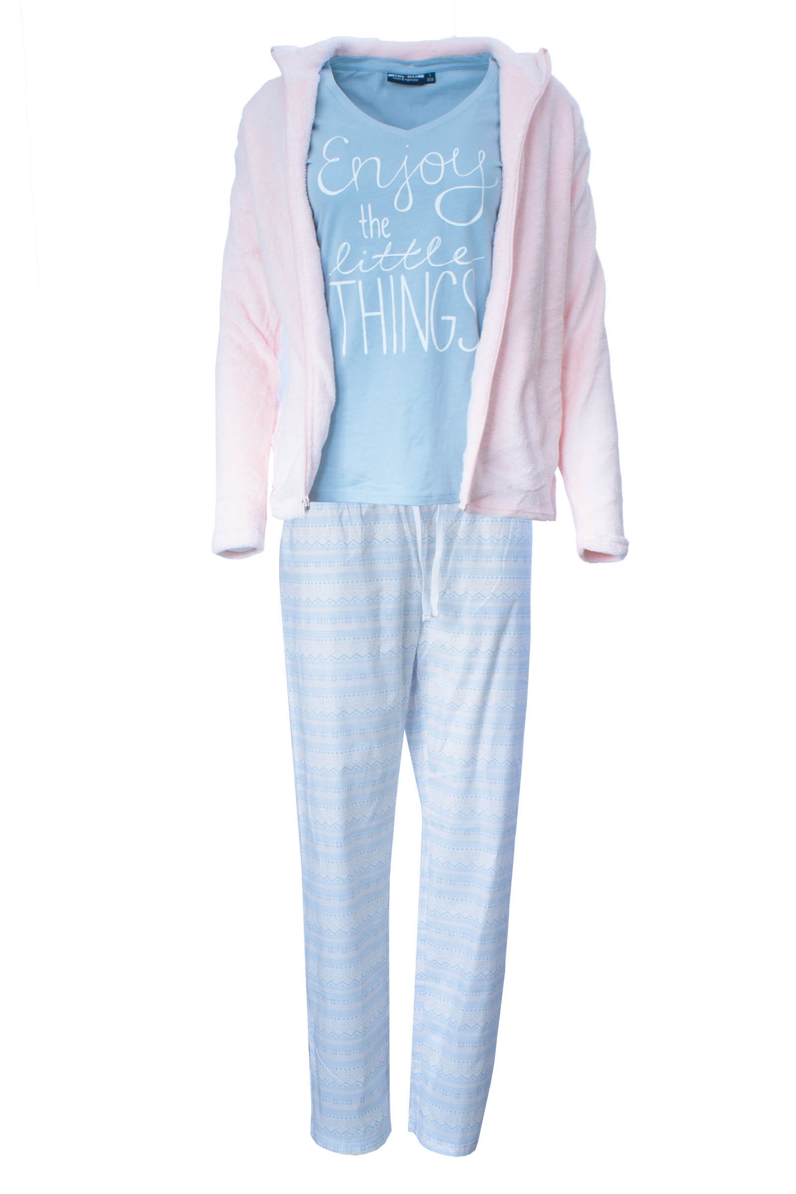 Weit & Breit Handelsgesellschaft mbH Hausanzug AnnAmax Damen Hausanzug 3-teilig Wellness Anzug Pyjama Schlafanzug